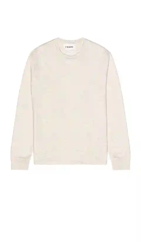 FRAME Longsleeve Duofold Crew in Light Grey. - size L (also in M, S, XL/1X, XXL/2X)