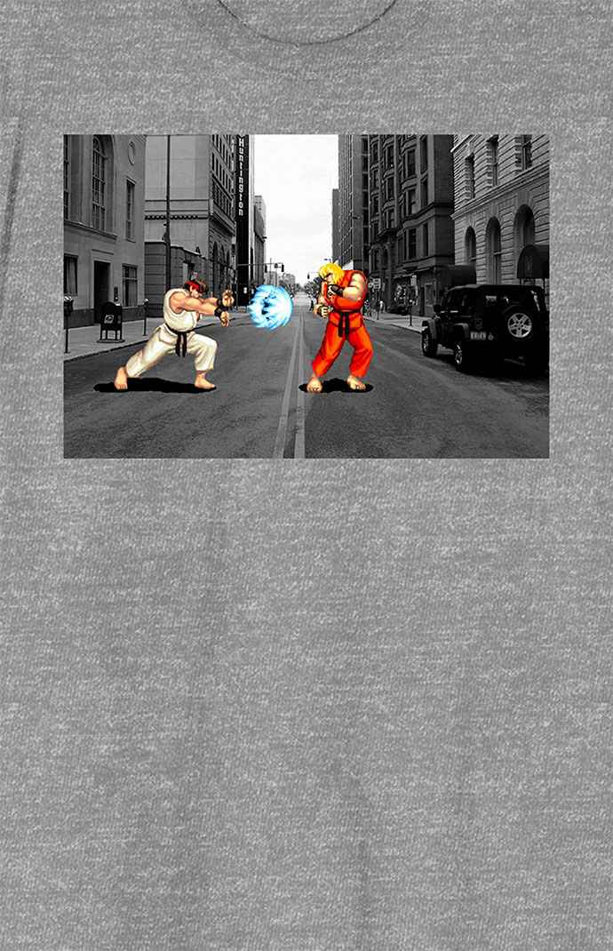 Men's Ryu and Ken Street Fighter T-Shirt in Heather Grey - Size Small