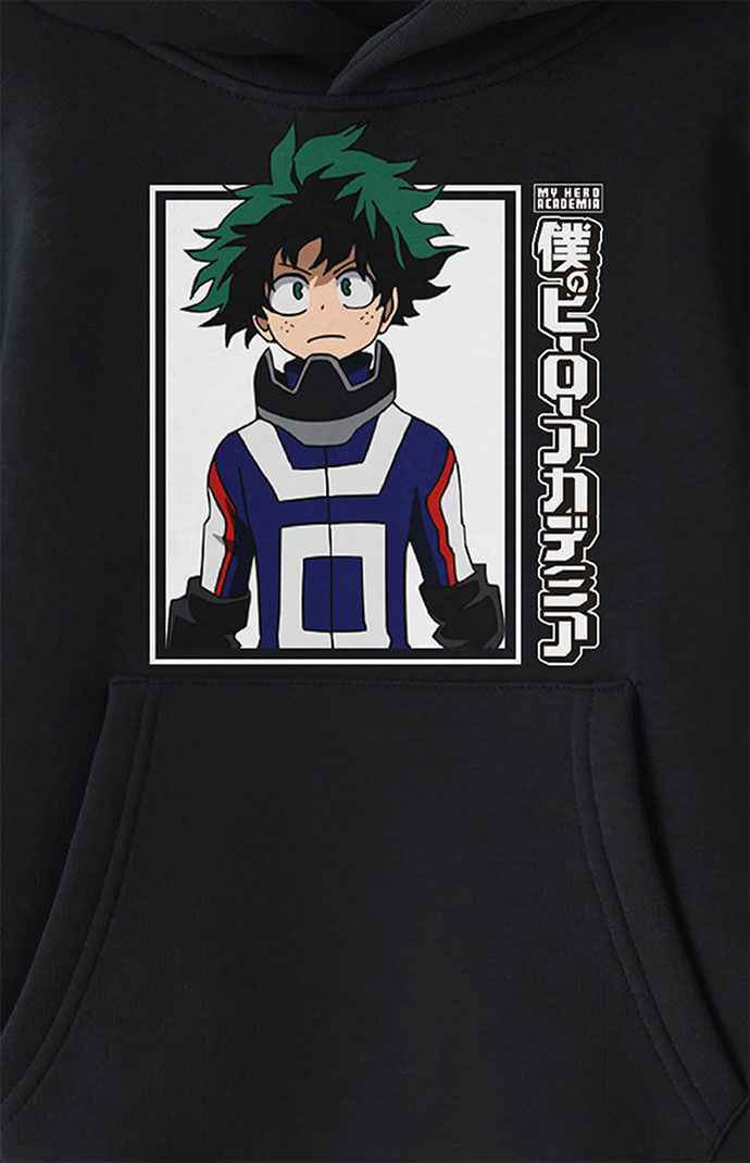 Kids My Hero Academia Deku Hoodie in Black - Size XS