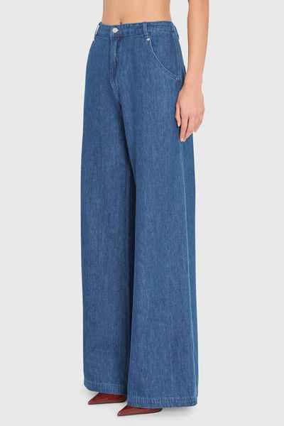 Amanda Uprichard Thalia Wide-Leg Jeans in True Blue Wash - Size L