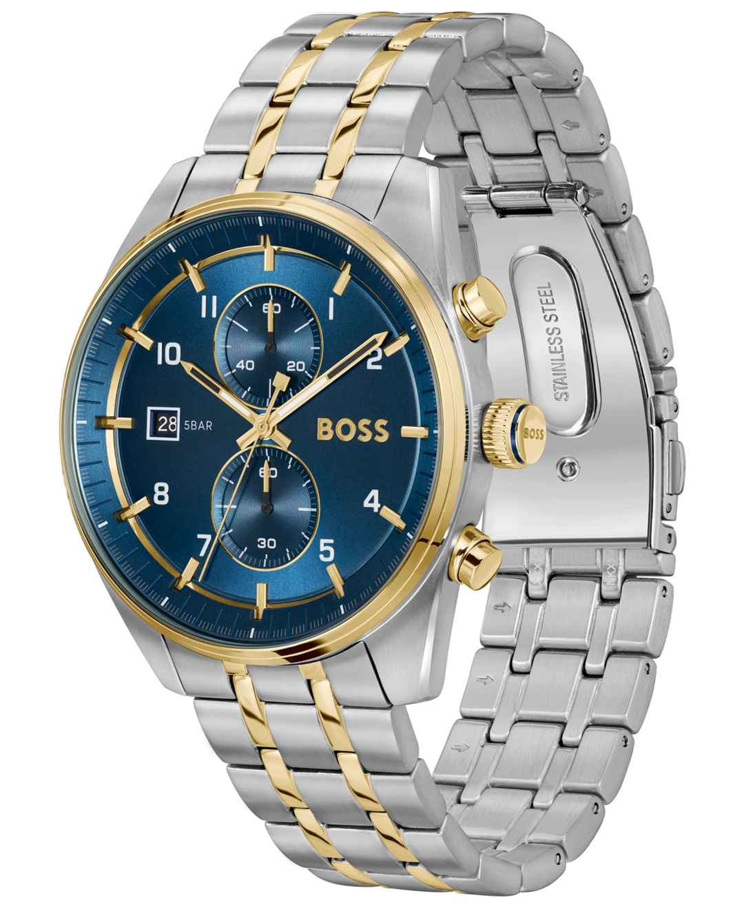 Hugo Boss Men's Skytraveller Quartz Chronograph Ionic Plated Thin Two-Tone Stainless-Steel Watch, 44mm - Two-tone