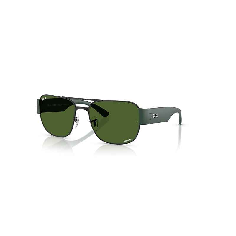 Ray-Ban Rb3756ch Chromance Sunglasses Sand Black Frame Green Lenses Polarized 59-18