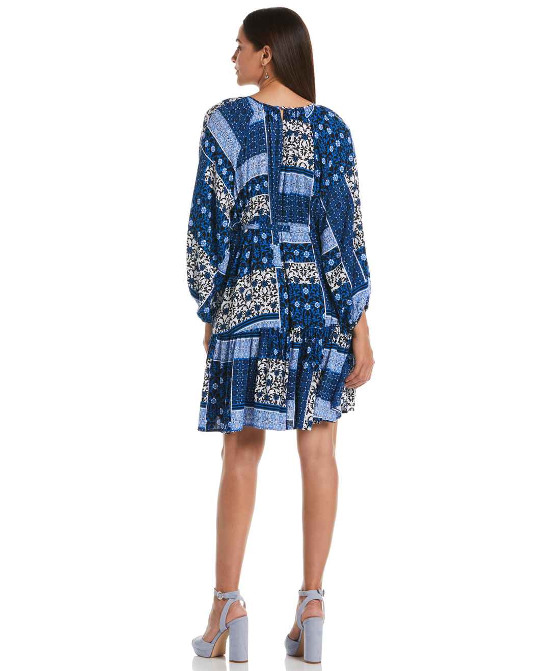 Ella by Rafaella Women's Paisley Print Flounce Dress With Self Fabric Tie in Princess Blue, Size Small, Patterned, 100% Rayon