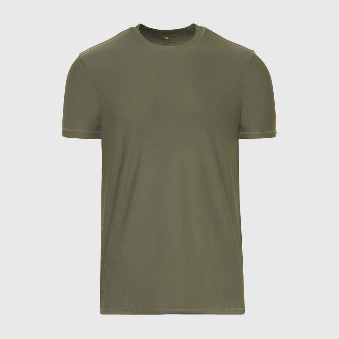 True Classic Military Green Active Short Sleeve Crew Neck T-Shirt | Cotton Blend | Athletic Cut | Small