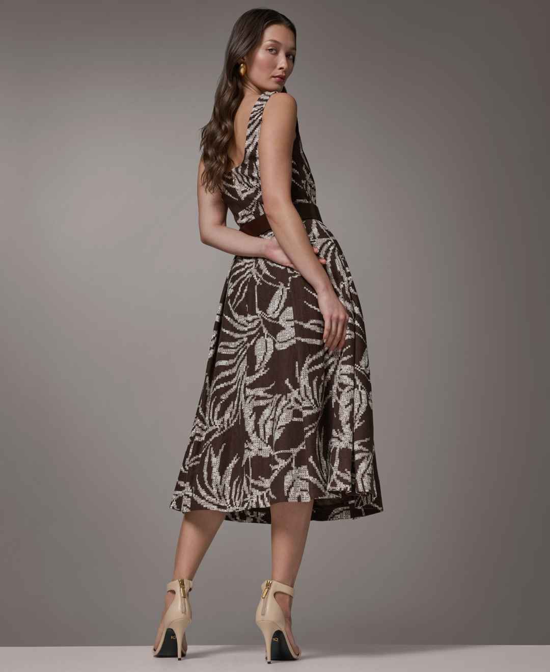 Donna Karan New York Women's Printed Square Neck Midi Dress - Canyon Multi
