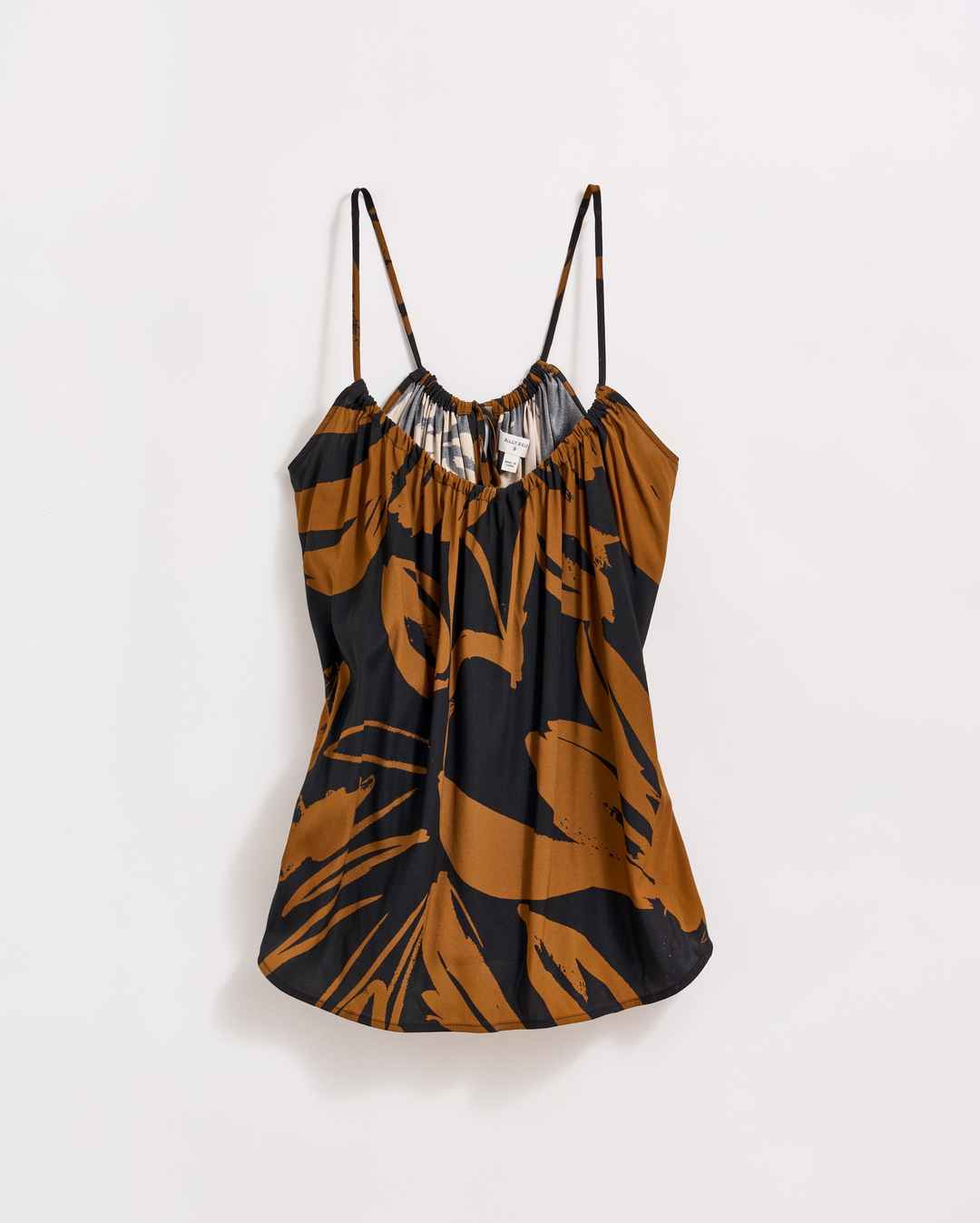 Billy Reid Silk Brush Stroke Floral Shirred Cami, Billy's Brown/black