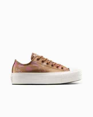 Converse Chuck Taylor All Star Lift Platform Floral Satin 1.5" Height For Women In Brown, Size 5