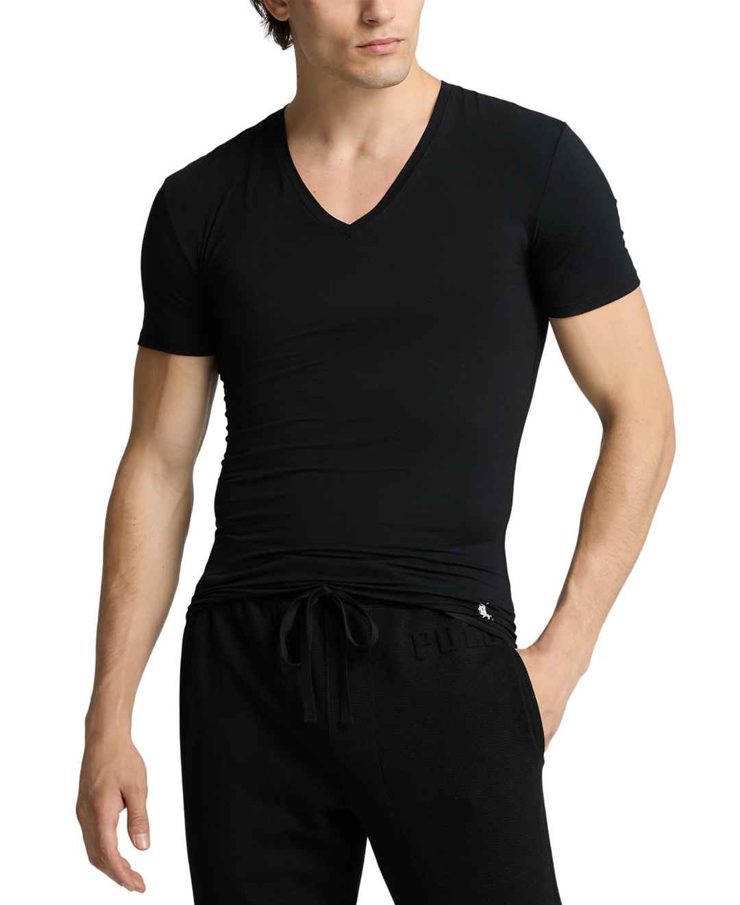 Polo Ralph Lauren Men's 2-Pk. Perfect Flex V-Neck T-Shirts - Polo Black