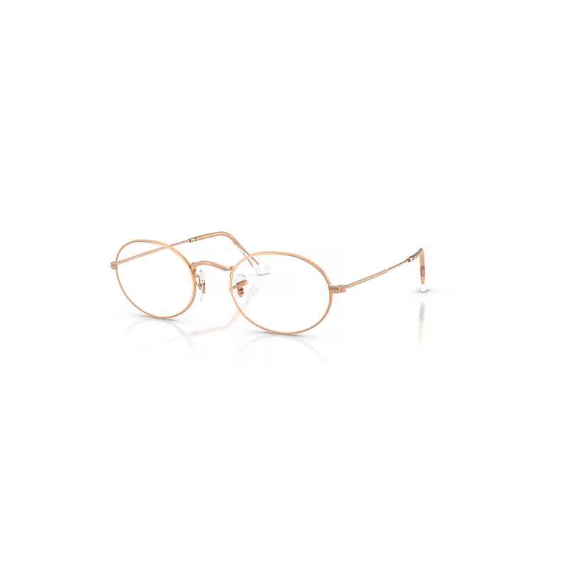 Ray-Ban Oval Optics Eyeglasses Rose Gold Frame Clear Lenses 48-21