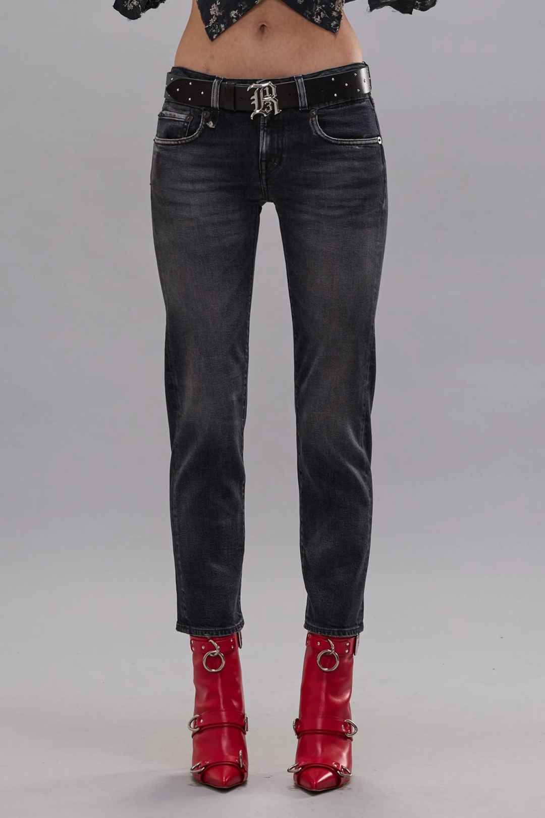 R13 Boy Straight - Essex Black Stretch / 31
