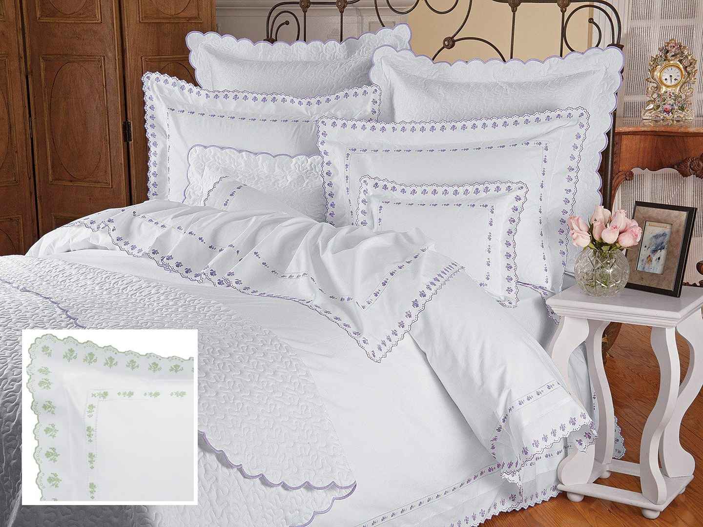 Royal Bloom Shams,Green (Std. )