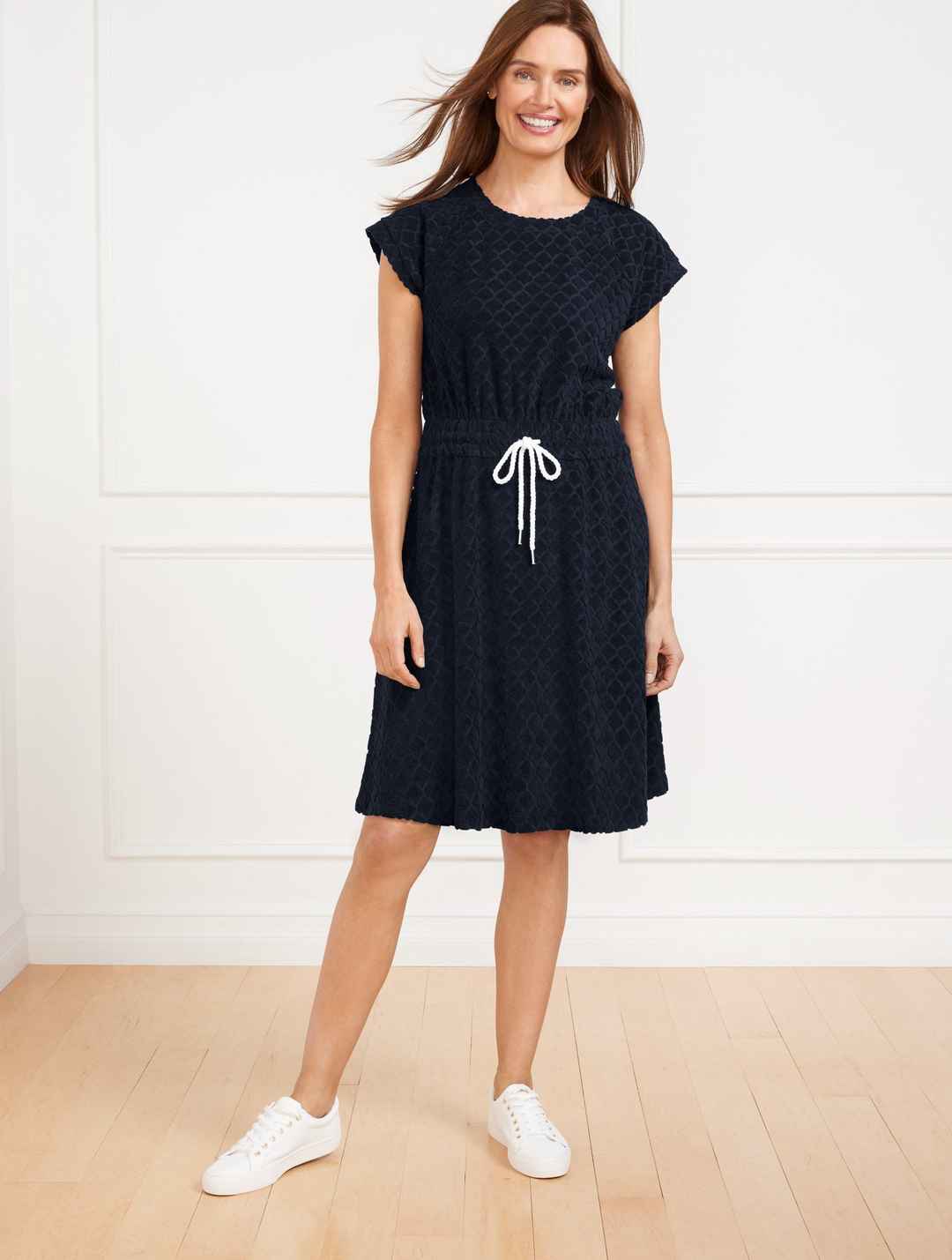 Towel Terry T-Shirt Dress - Seashell - Blue - XS Talbots